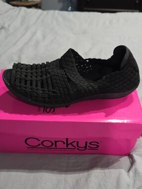 Corkys Black Woven Slip-On‎ Flat